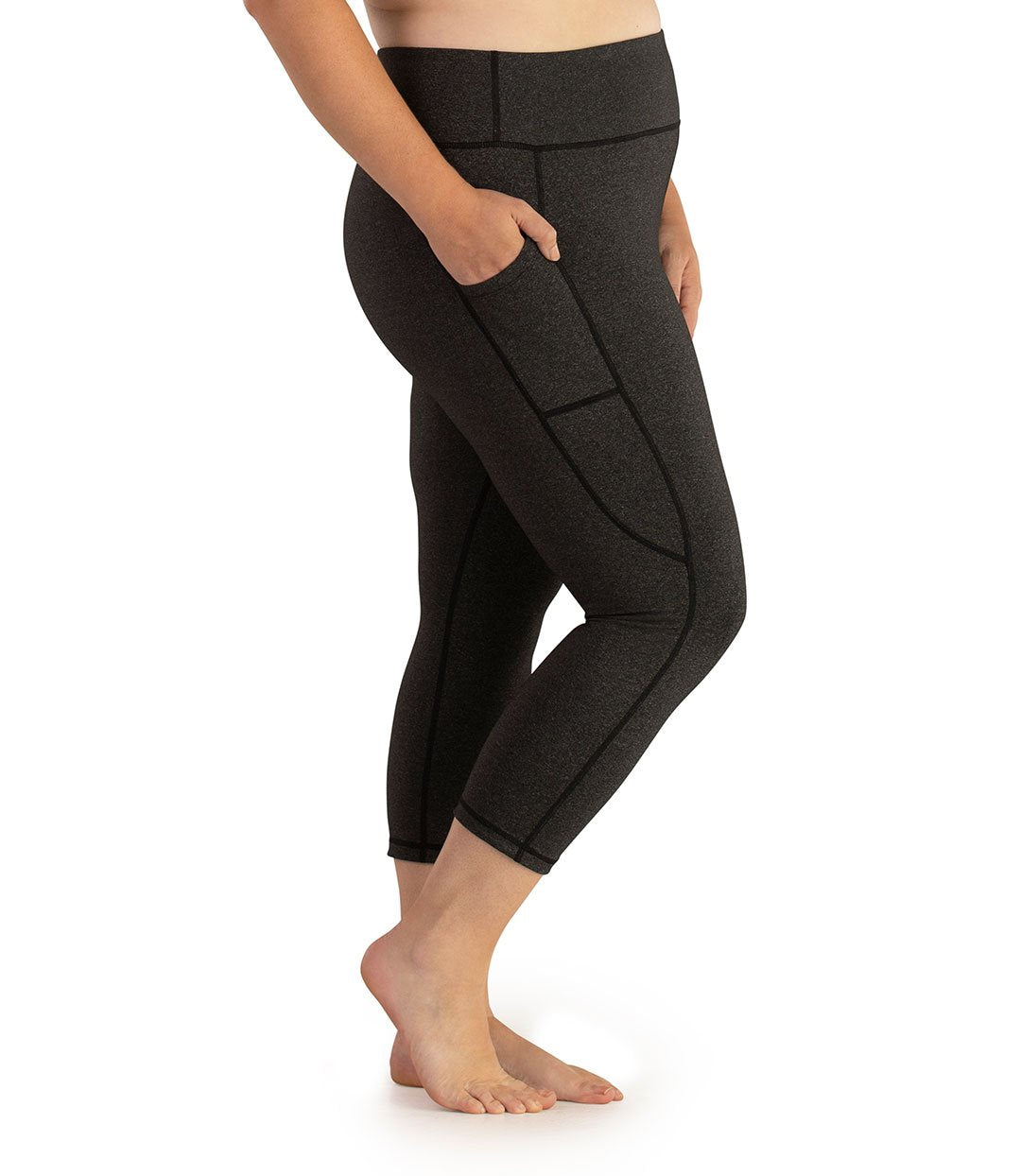 JunoStretch Side Pocket Capris Classic Colors-Bottoms Capris-Odki Sport-XL-Heather Charcoal-JunoActive