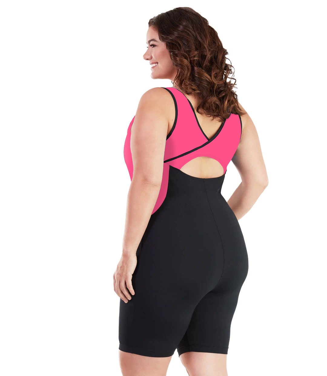 AquaSport Crossback Aquatard Pink and Black-Swim One Piece-SFO Apparel-XL-Pink/Black-JunoActive