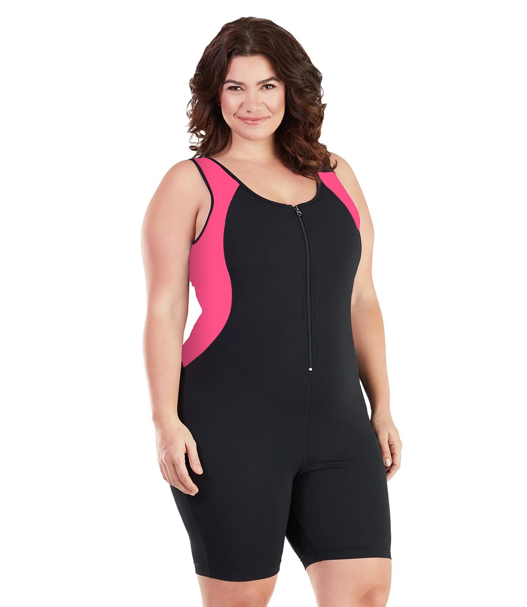 AquaSport Crossback Aquatard Pink and Black-Swim One Piece-SFO Apparel-XL-Pink/Black-JunoActive