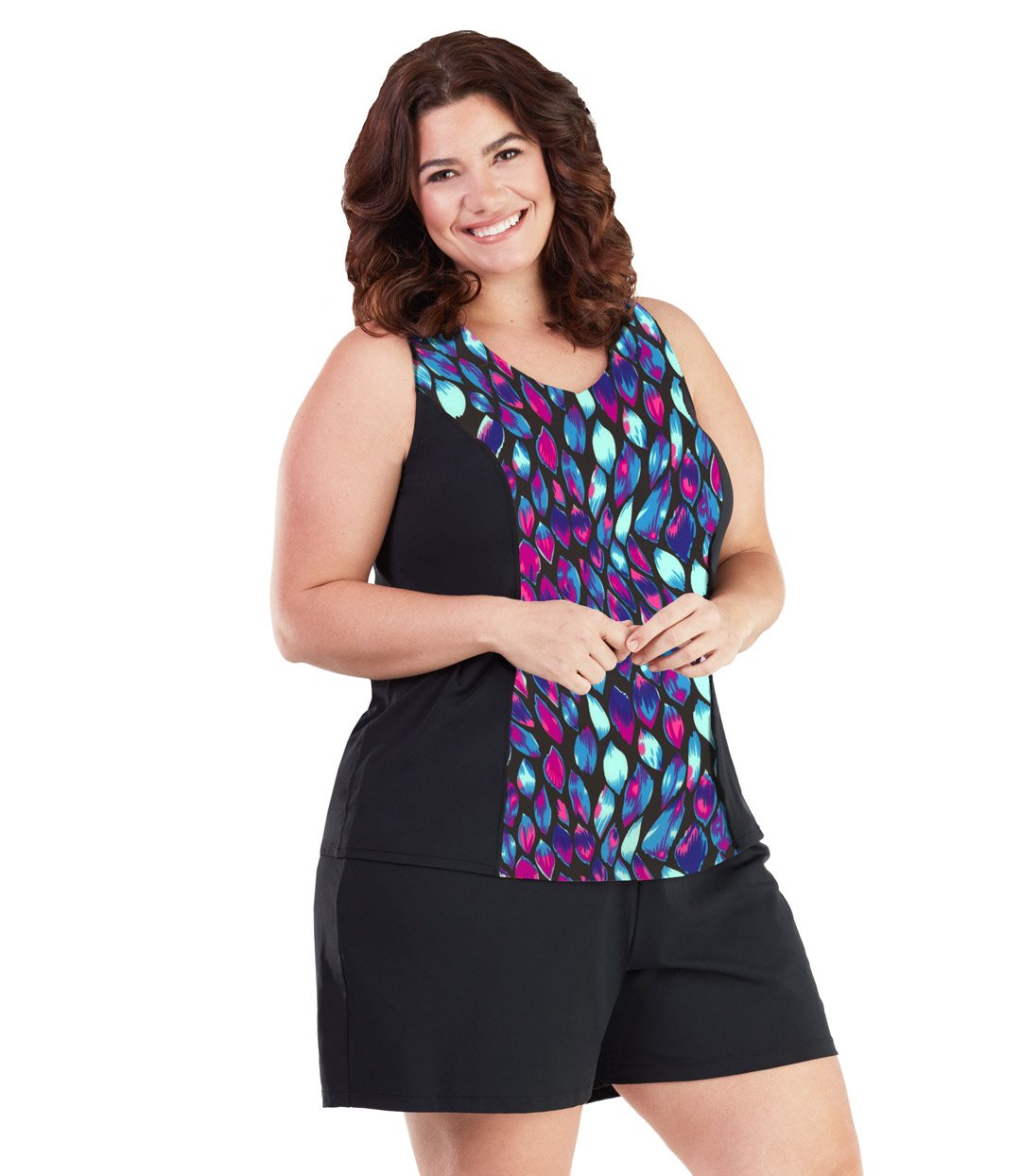 AquaSport Tankini Top in Mermaid Print-Plus Size Swimwear and Swim Separates-SFO Apparel-1X-MERMAID-JunoActive