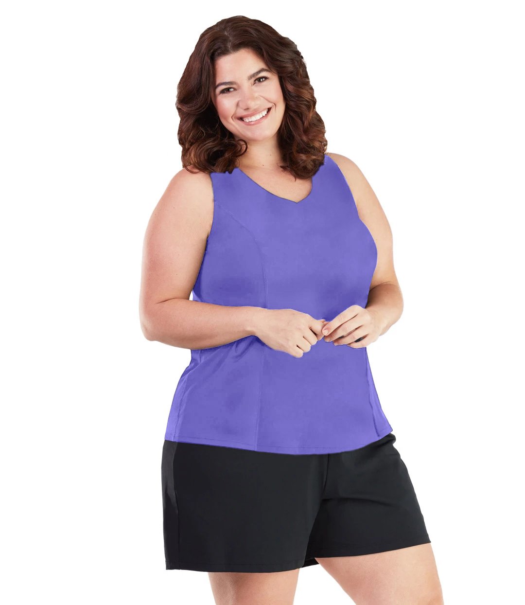 AquaSport Tankini Top in Purple-Swim Tops-SFO Apparel-XL-Penelope Purple-JunoActive