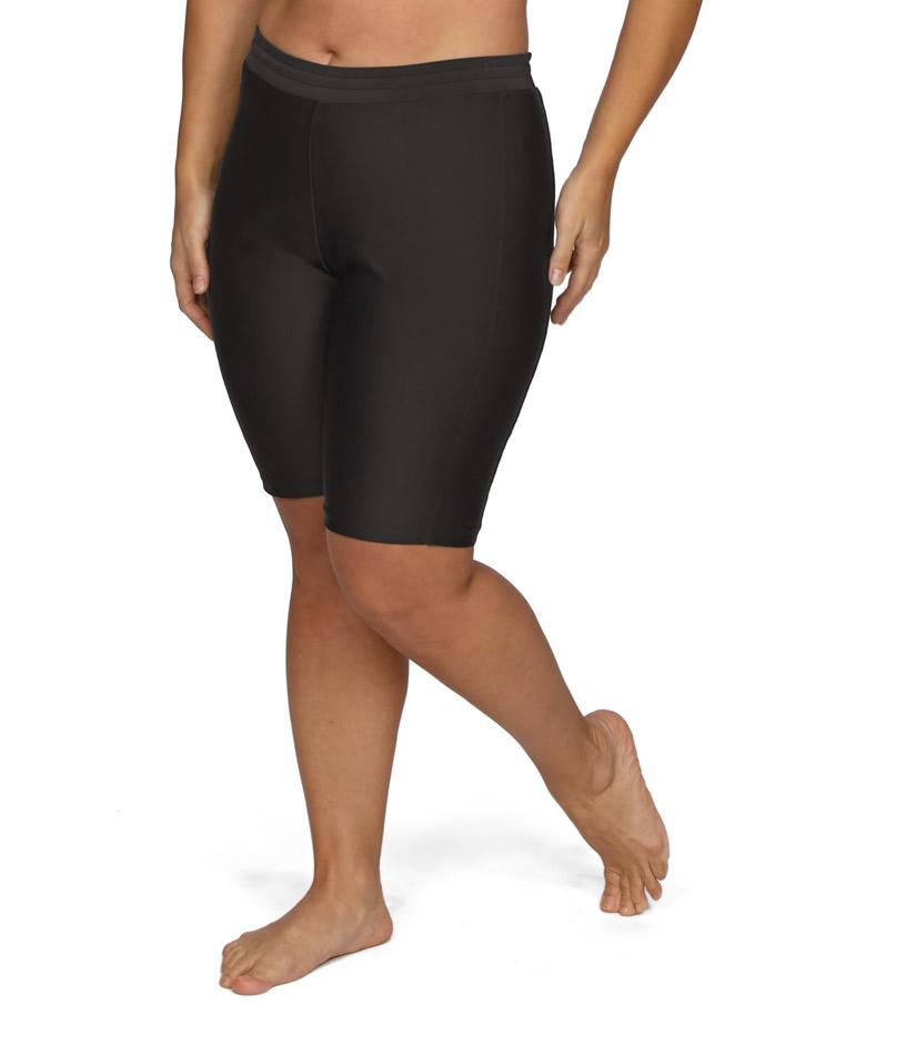 womens plus size swim shorts long black