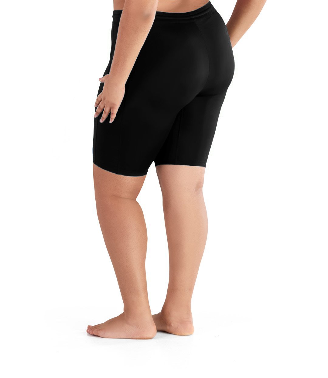 womens plus size swim shorts long black