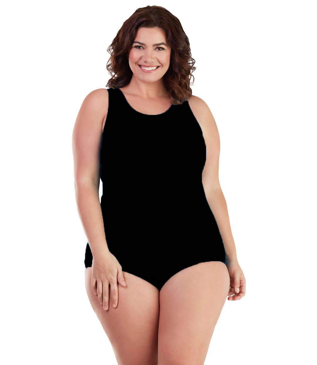 AquaSport™ One Piece Suit Black-Plus Size Swimwear and Swim Separates-SFO Apparel-XL-BLACK-JunoActive