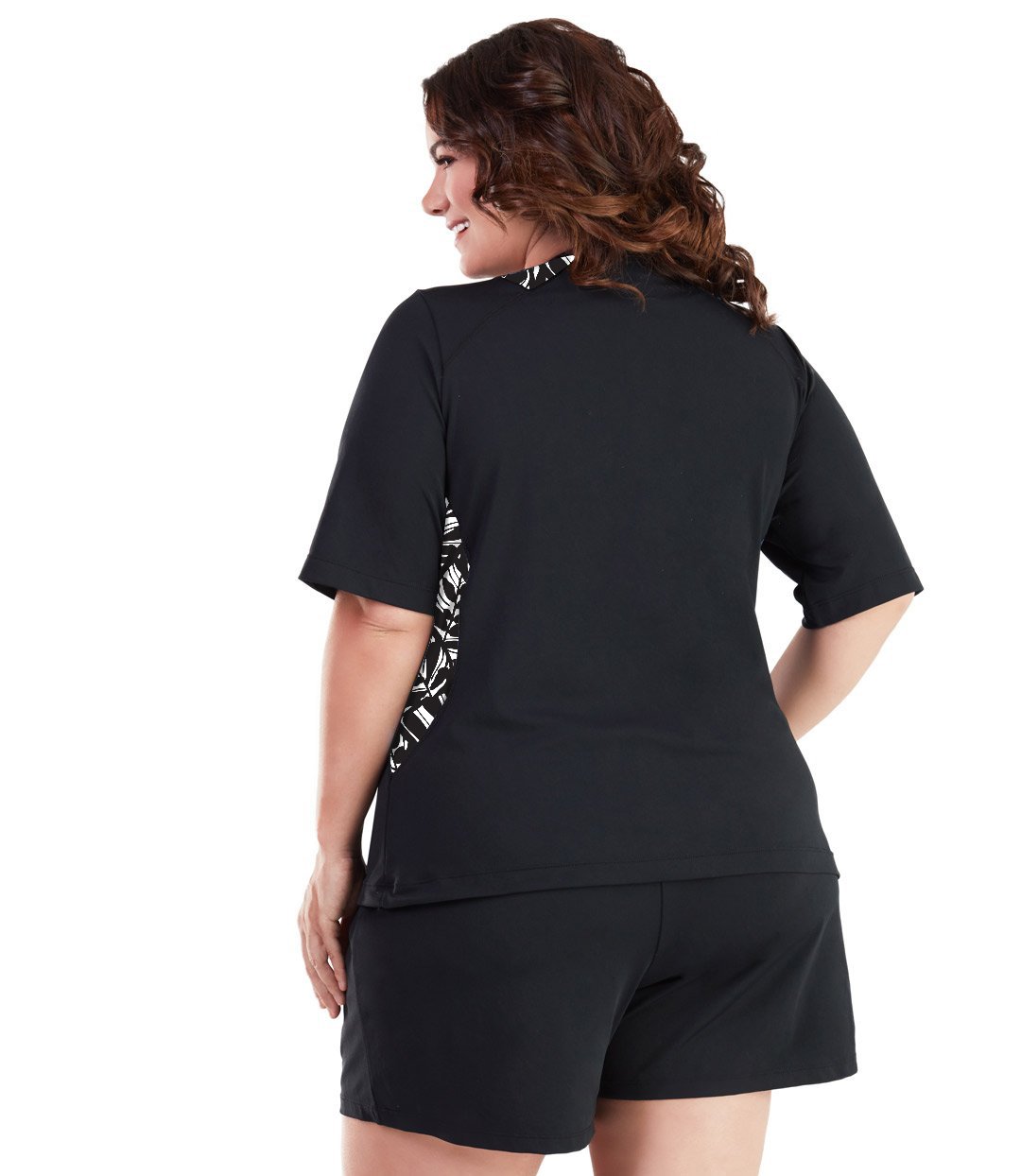 AquaSport Color Block Swim Tee Tropical Black-Swim Tops-SFO Apparel-XL-Tropical Black-JunoActive