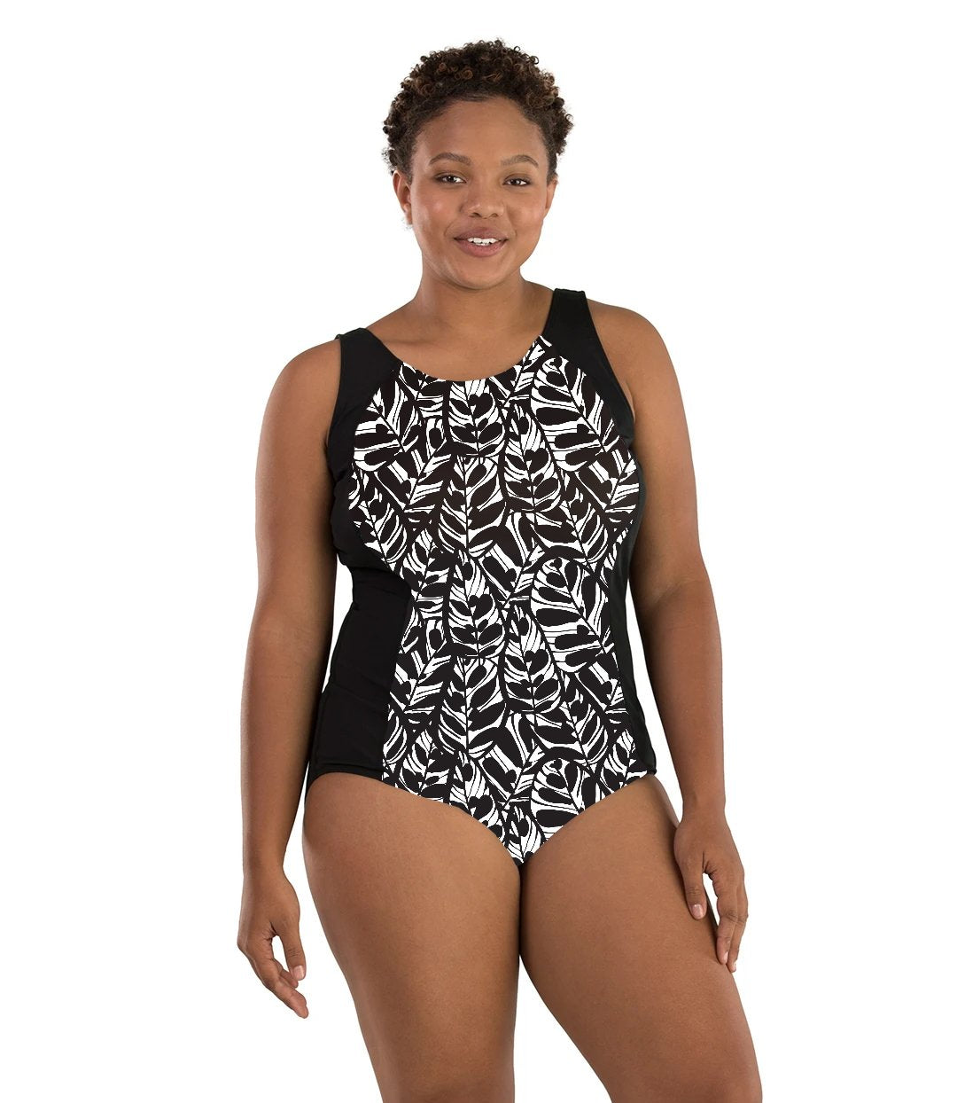 Aquasport Colorblock Tanksuit Tropical Black-Swim One Piece-SFO Apparel-XL-Tropical Black-JunoActive