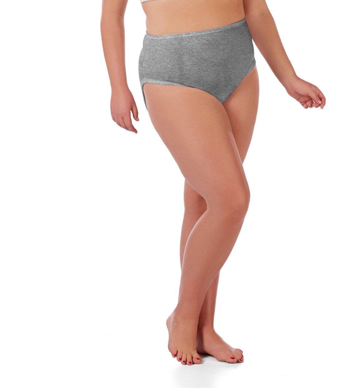 Junowear Cotton Stretch MidRise Brief-Plus Size Underwear & Intimates-Hop Wo Trading Co Ltd-1X-Grey-JunoActive
