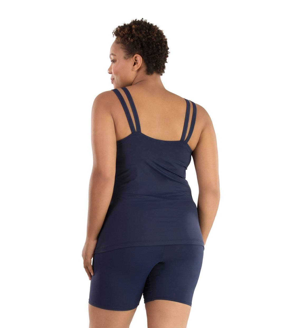 Junowear Hush Strappy Cami with Bra-Plus Size Underwear & Intimates-Hop Wo Trading Co Ltd-1X-NAVY BLUE-JunoActive