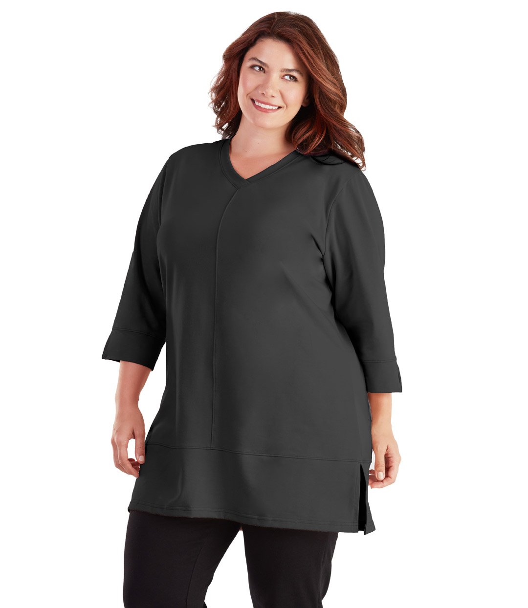 women's plus size activewear  yoga top black